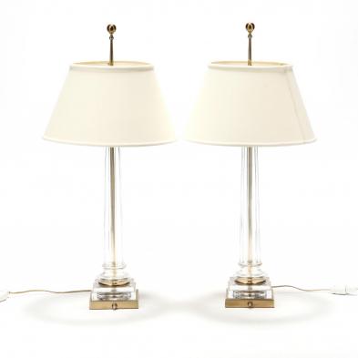 pair-of-glass-and-brass-columnar-table-lamps