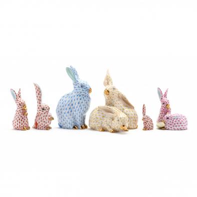 six-herend-porcelain-rabbits