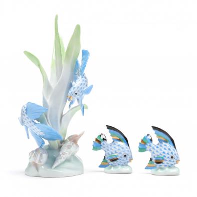 three-sea-life-herend-porcelain-figurines