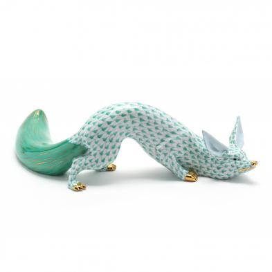 a-green-fishnet-herend-porcelain-fox