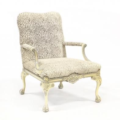 chippendale-style-pony-hide-upholstered-armchair