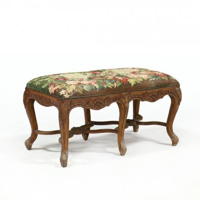 french-style-carved-mahogany-tapestry-upholstered-bench