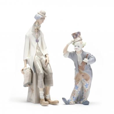 two-lladro-porcelain-musical-clowns