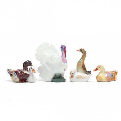 four-herend-natural-painted-porcelain-fowl