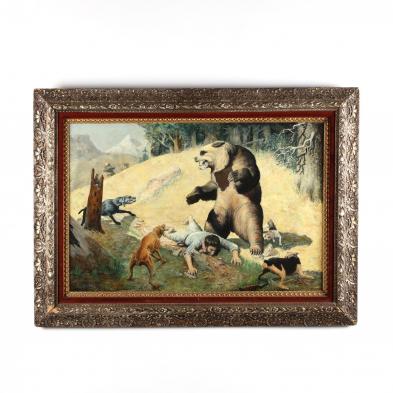 bug-watson-am-20th-century-large-narrative-painting-of-a-grizzly-encounter
