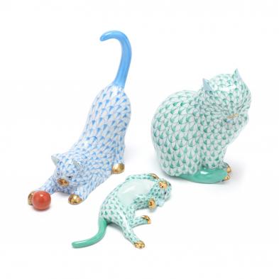 three-herend-porcelain-fishnet-cats