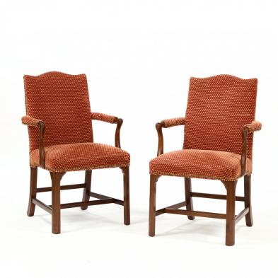 pair-of-chippendale-style-over-upholstered-armchairs