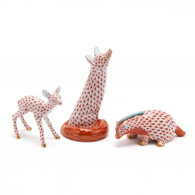 three-herend-porcelain-animal-figurines