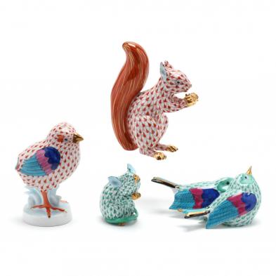 four-herend-porcelain-animal-figurines