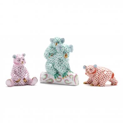 three-herend-porcelain-bears