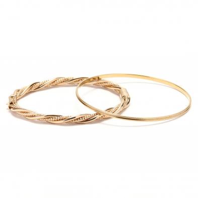 two-14kt-gold-bangle-bracelets