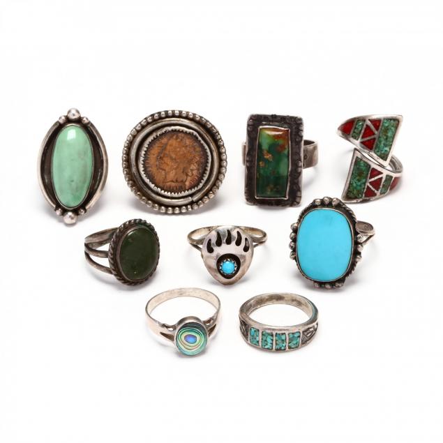 nine-silver-and-gemstone-rings