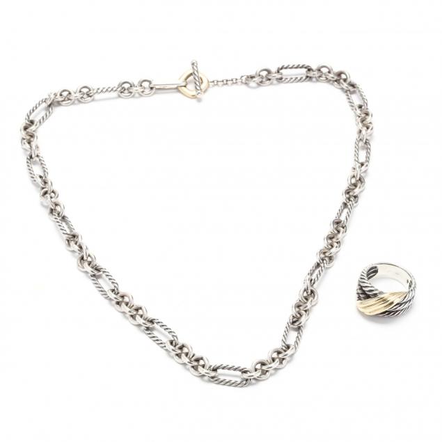 sterling-silver-and-gold-ring-and-necklace-david-yurman
