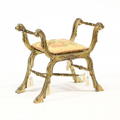 italianate-carved-and-gilt-curule-bench