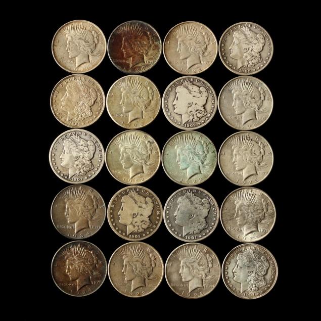 twenty-mixed-circulated-silver-dollars-morgan-and-peace-types