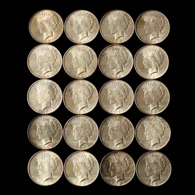 twenty-better-grade-1924-peace-silver-dollars