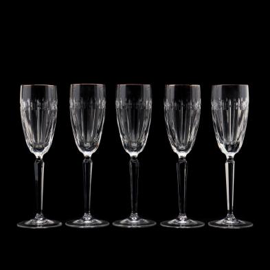 waterford-set-of-five-i-greenville-gold-i-champagne-flutes