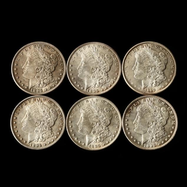 six-better-grade-morgan-silver-dollars