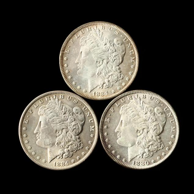 three-uncirculated-morgan-silver-dollars