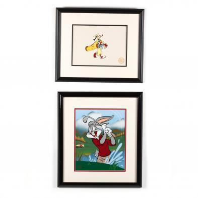 two-animation-golfing-sericels-bugs-bunny-and-goofy