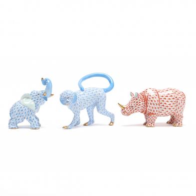 three-herend-porcelain-animal-figurines
