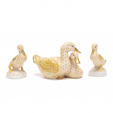 three-herend-butterscotch-fishnet-ducks