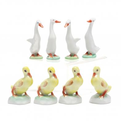 eight-herend-porcelain-ducklings