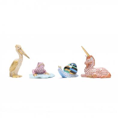 four-herend-porcelain-fishnet-figures