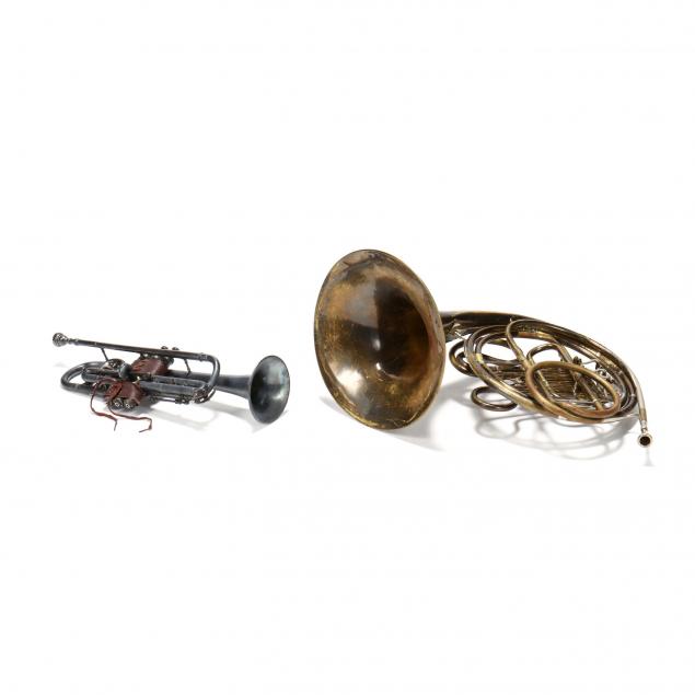vintage-french-horn-and-conn-trumpet