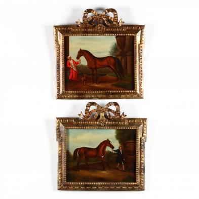 a-pair-of-decorative-equestrian-paintings-in-the-manner-of-george-stubbs