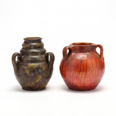 two-north-carolina-art-pottery-vases-including-log-cabin