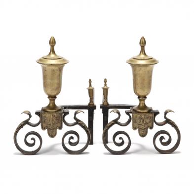 pair-of-brass-spanish-style-andirons