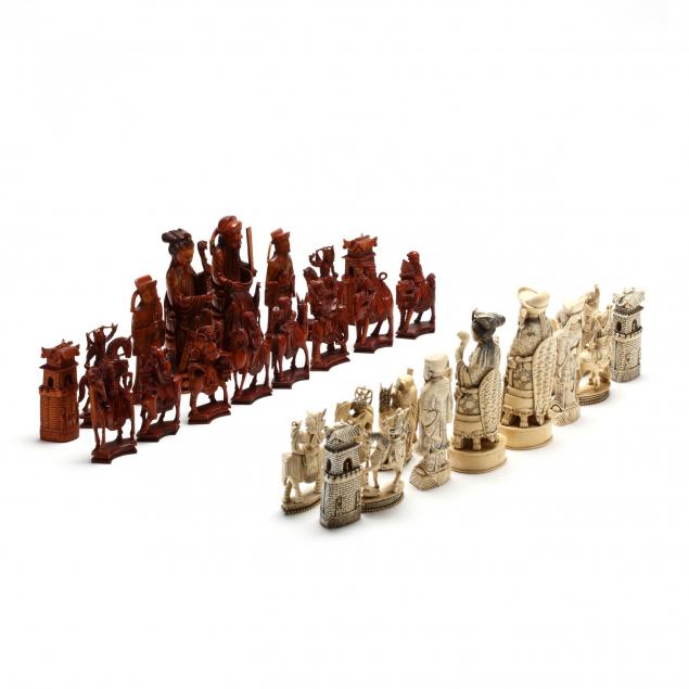 antique-chinese-figural-ivory-chess-set-with-board