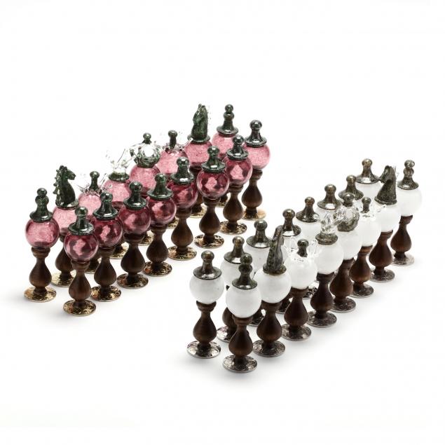 murano-blown-glass-chess-set