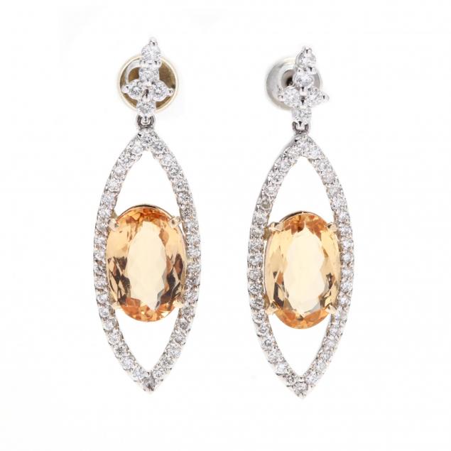 bi-color-gold-orange-topaz-and-diamond-earrings