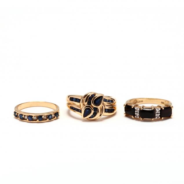 three-14kt-gold-and-gem-set-rings