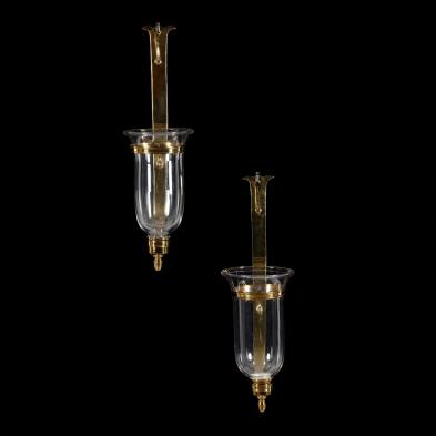 pair-of-federal-style-brass-and-glass-hurricane-sconces