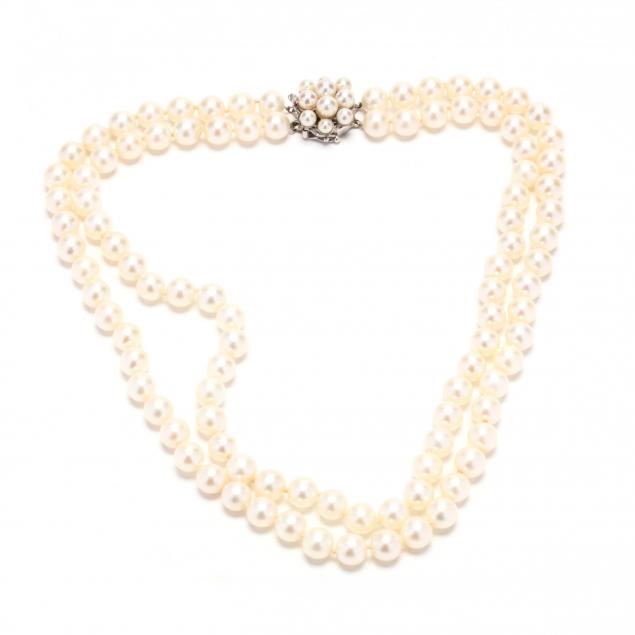 white-gold-double-strand-pearl-necklace