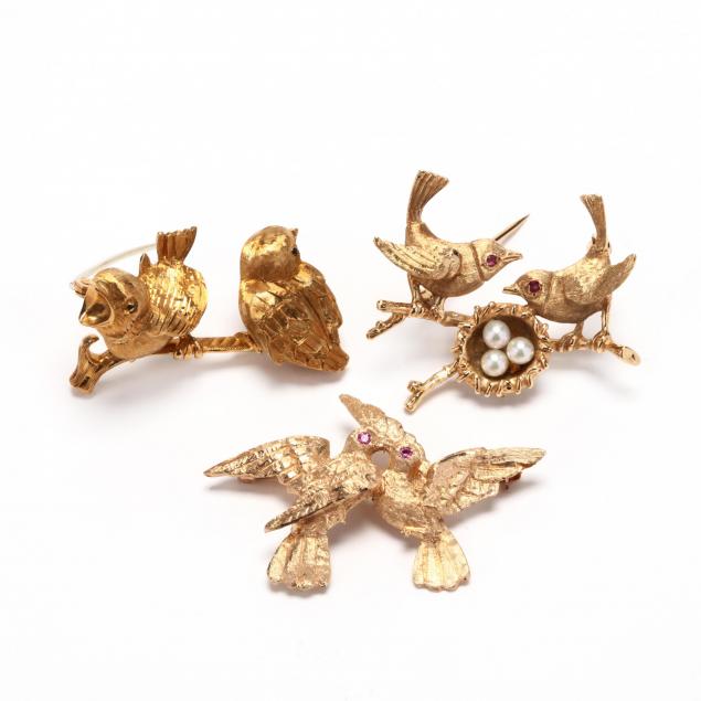 three-gold-and-gemstone-bird-brooches