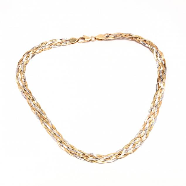 14kt-bi-color-gold-woven-necklace