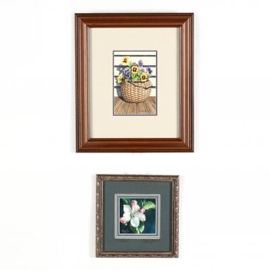 two-floral-still-life-miniature-paintings