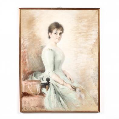 a-large-antique-pastel-portrait-of-a-young-woman