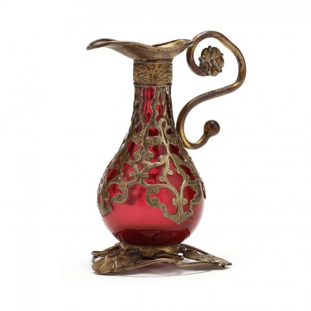 bohemian-cranberry-glass-miniature-ewer