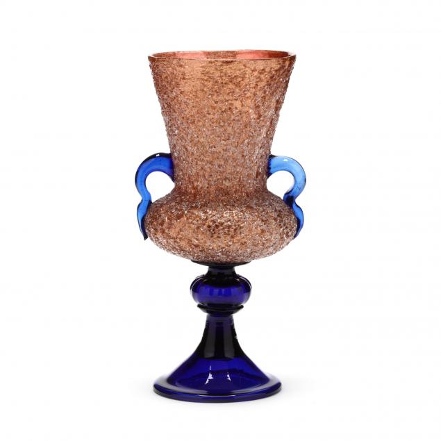venetian-goldstone-and-cobalt-handled-vase