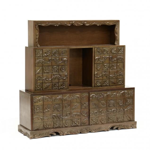 columbian-carved-wood-bookcase
