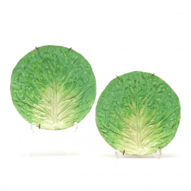 pair-of-antique-majolica-lettuce-plates