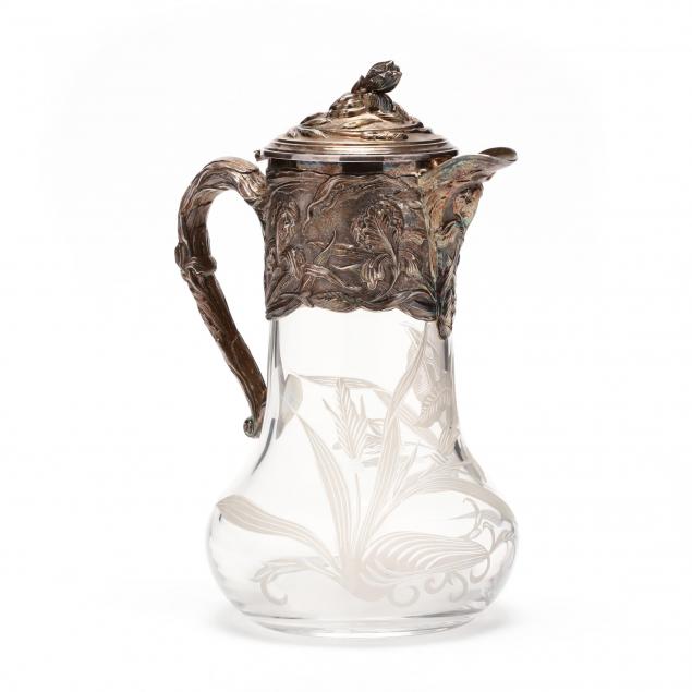 silverplate-and-etched-glass-art-nouveau-wine-ewer