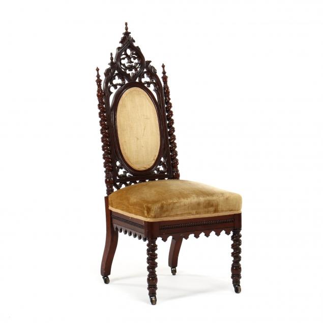 gothic-revival-carved-walnut-hall-chair