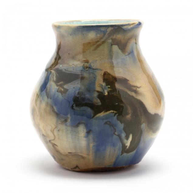 nc-art-pottery-cr-auman-pottery-cb-masten-glazed-low-vase