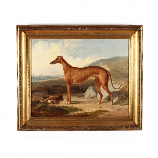 an-antique-english-sporting-painting-of-a-whippet-with-hare